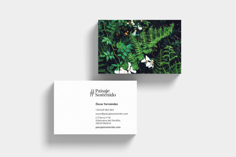 Diseño de tarjetas de visita para Paisaje Sostenido