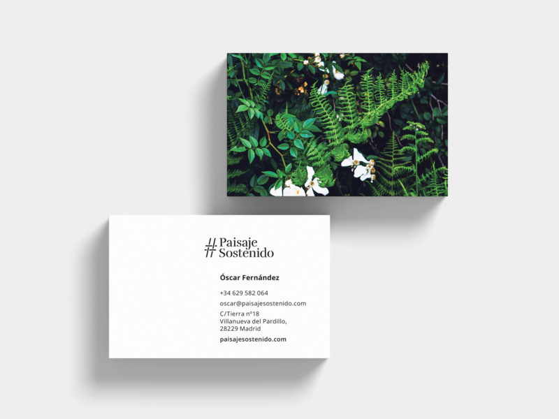 Diseño de tarjetas de visita para Paisaje Sostenido