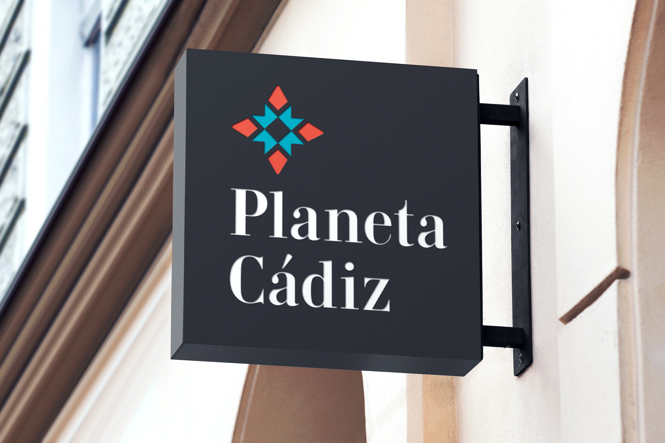 Diseño de cartel de entrada para el hostal Planeta Cádiz